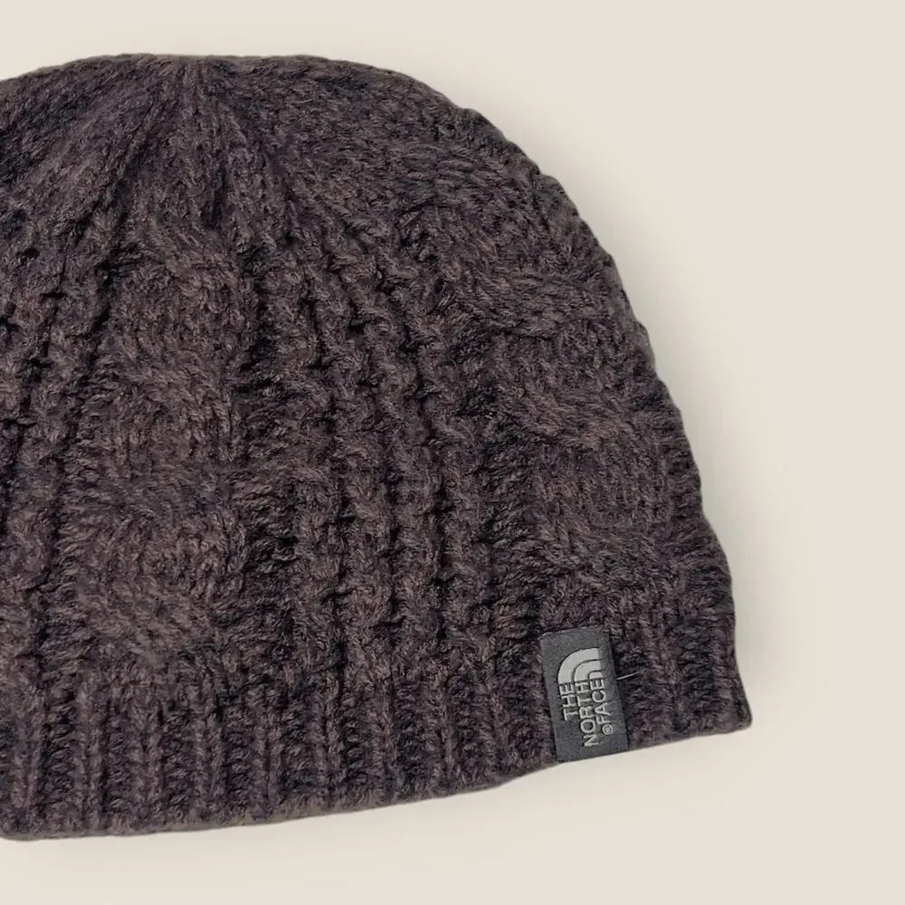 The North Face Womens Cable Knit Beanie Hat Purple One Size OS Fleece Lined